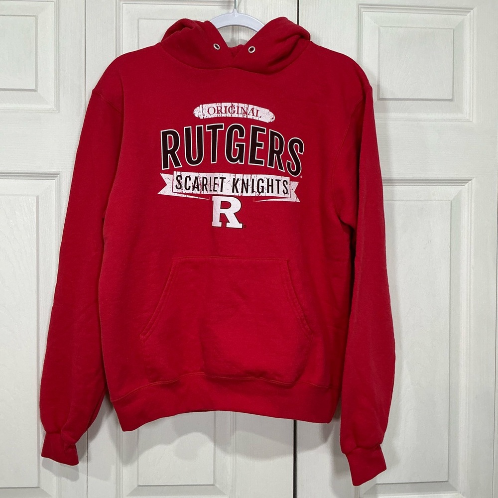🤎 Champion Rutgers Red Hooded Sweatshirt Hoodie - Small (01118)